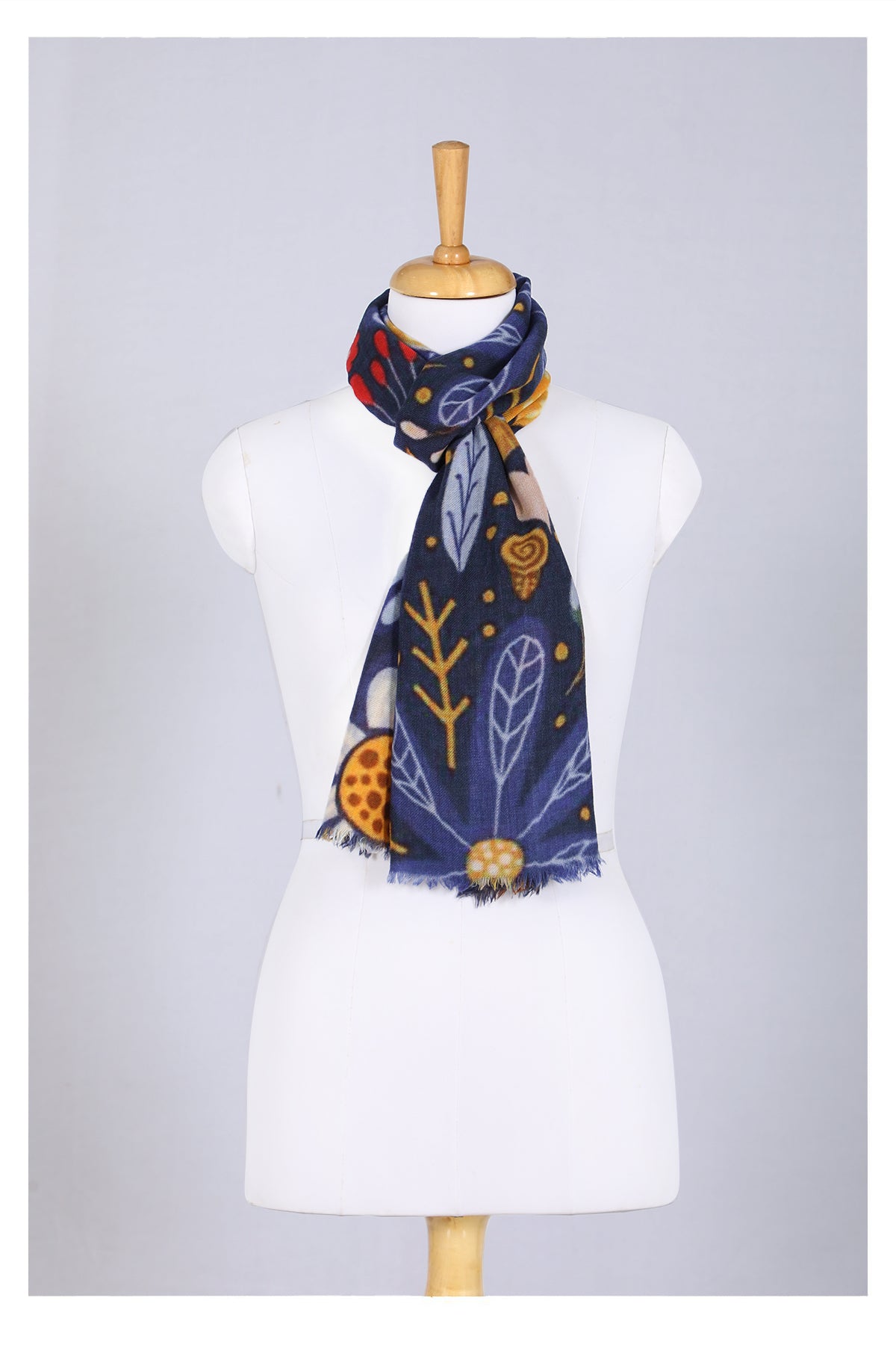Enchanted Forest Wool Scarf - Navy