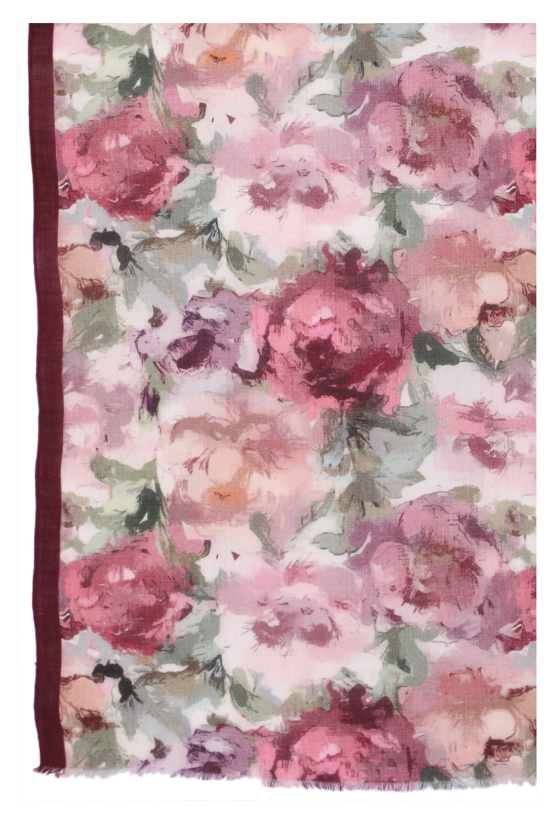 Romantic Bloom Wool Scarf - Multi Coloured