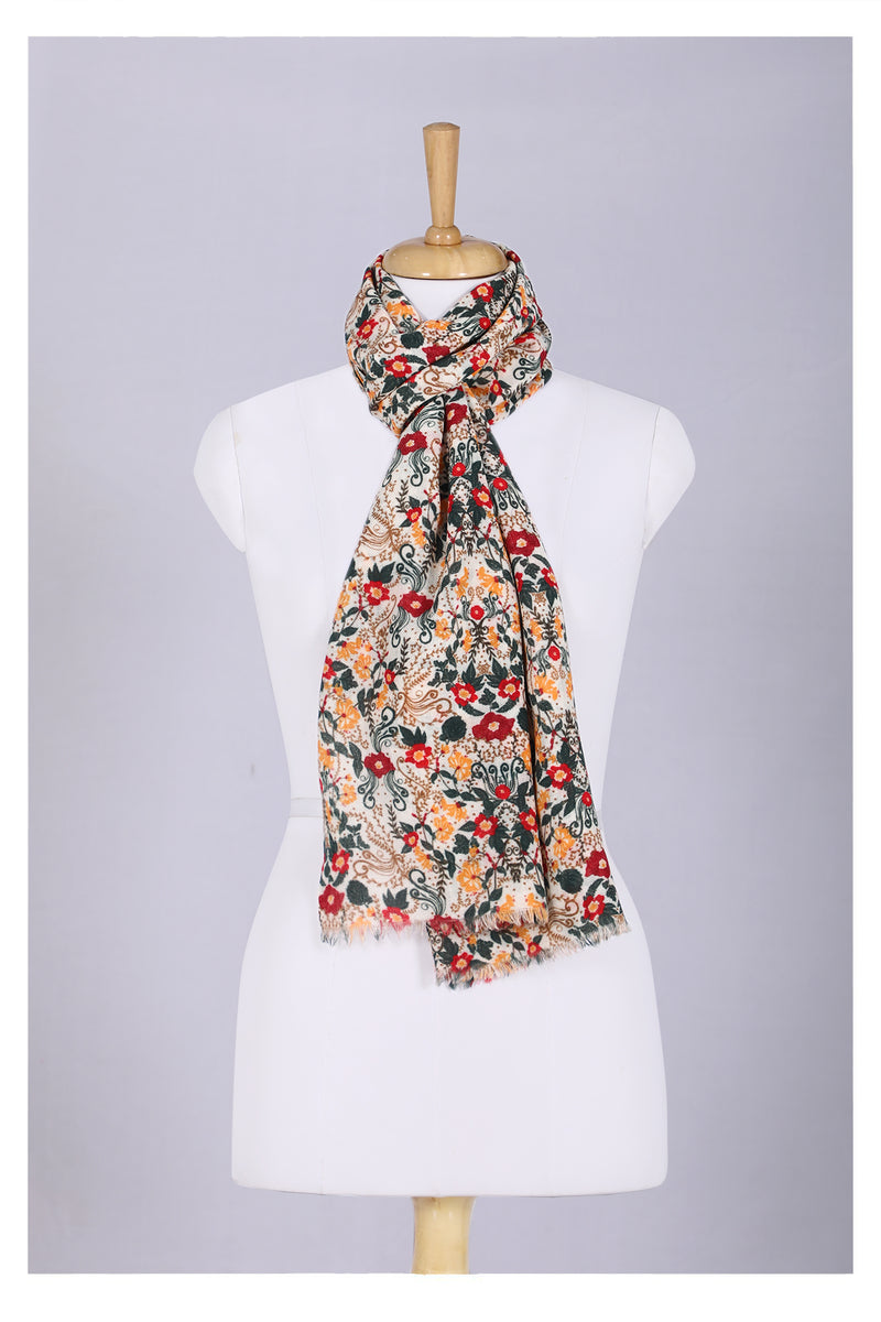 Vintage Charm Wool Scarf - Multi Coloured