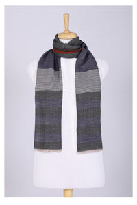 Celestial Glow Stripes Wool Scarf - Grey Blue | SVEŽElife