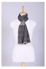 Celestial Glow Stripes Wool Scarf - Grey Blue