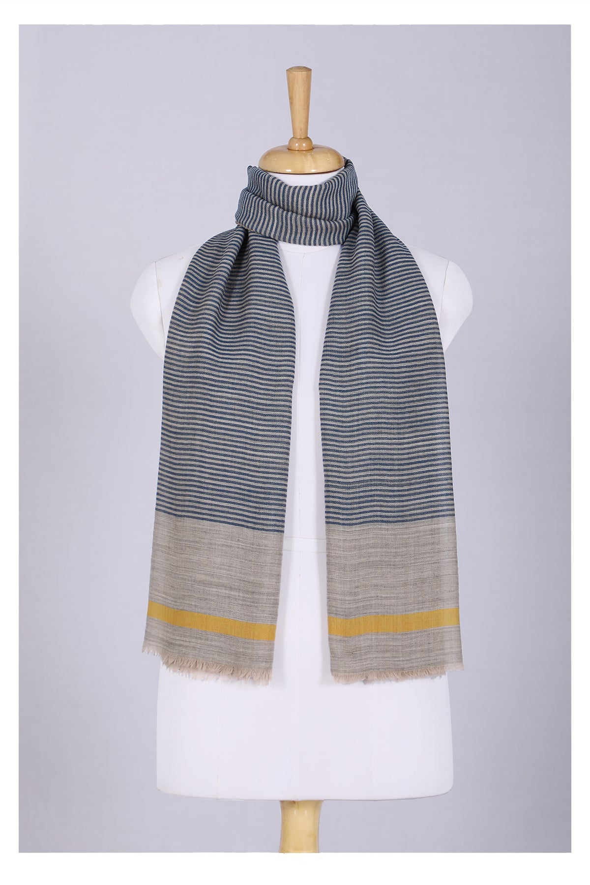 Serene Stride Stripes Wool Scarf - Beige Blue | SVEŽElife