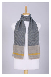 Serene Stride Stripes Wool Scarf - Beige Blue | SVEŽElife