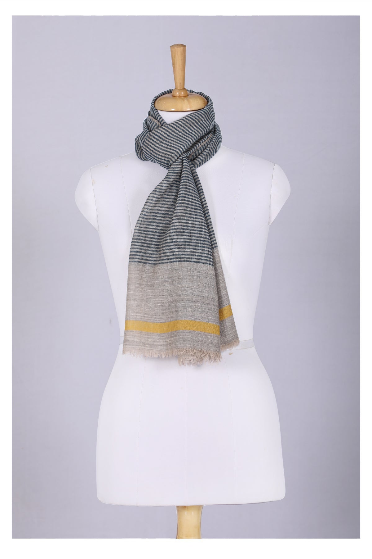 Serene Stride Stripes Wool Scarf - Beige Blue | SVEŽElife