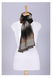 Sahara Jacquard Wool Scarf - Beige Black | SVEŽElife