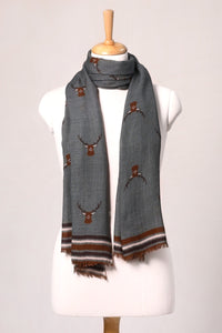 Highland Stag Wool Scarf - Green | SVEŽElife