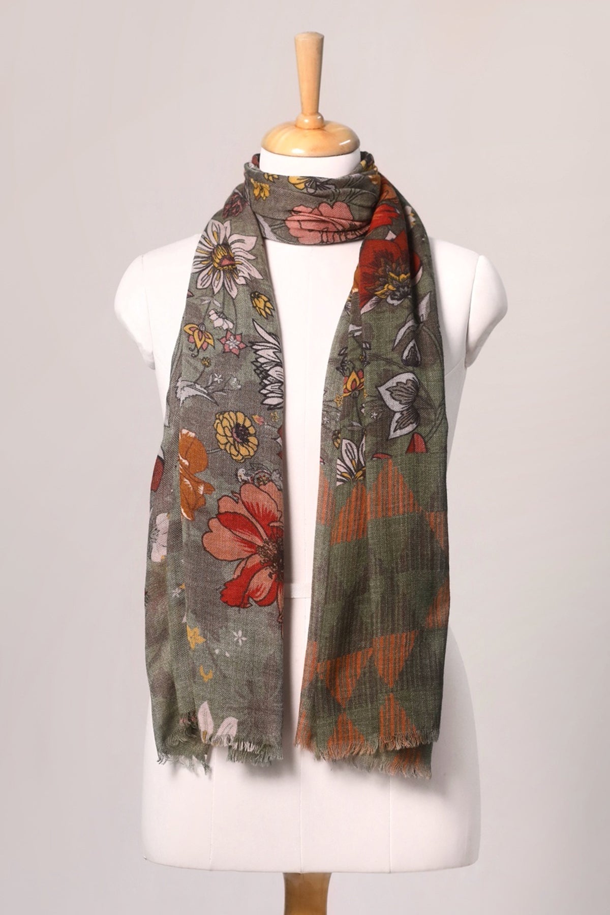 Autumn Meadow Print Wool Scarf - Multicoloured | SVEŽElife