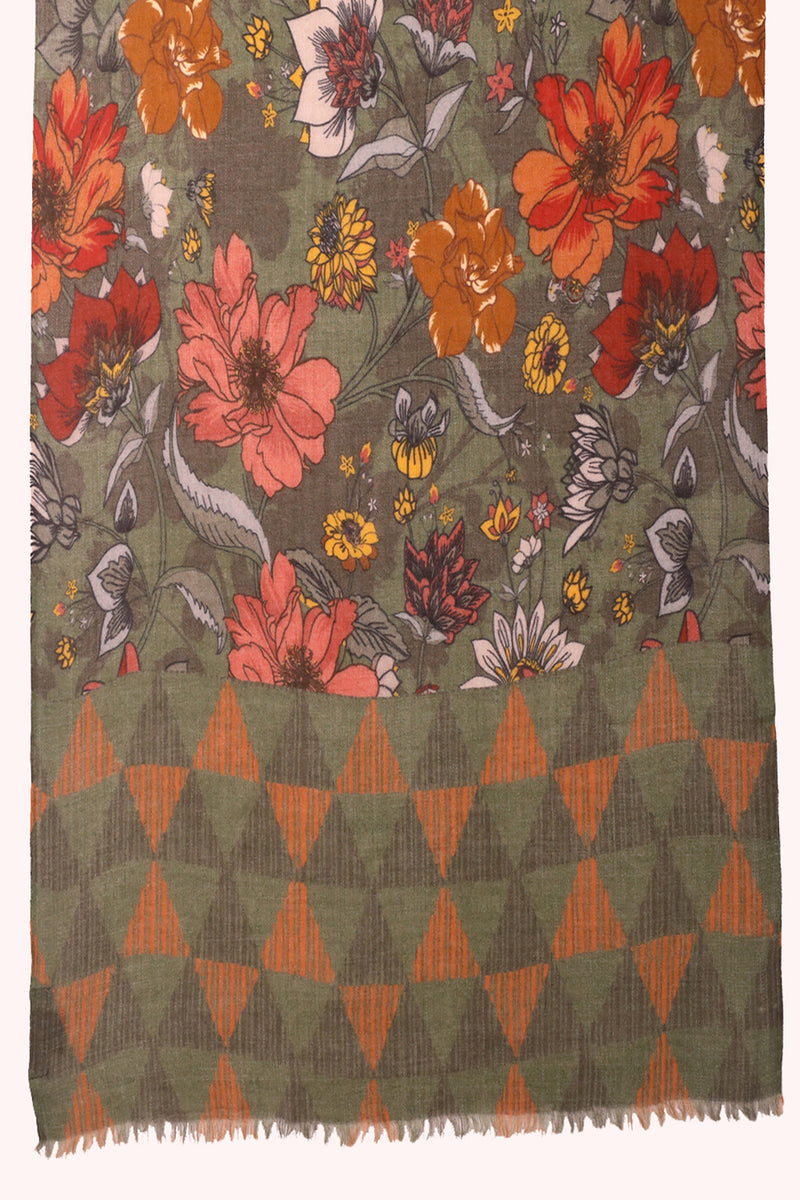 Autumn Meadow Print Wool Scarf - Multicoloured | SVEŽElife