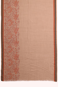 Terrace Floral Border Print Wool Scarf - Beige | SVEŽElife