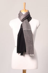 Shadow Blocks Herringbone Wool Scarf - Black Grey | SVEŽElife