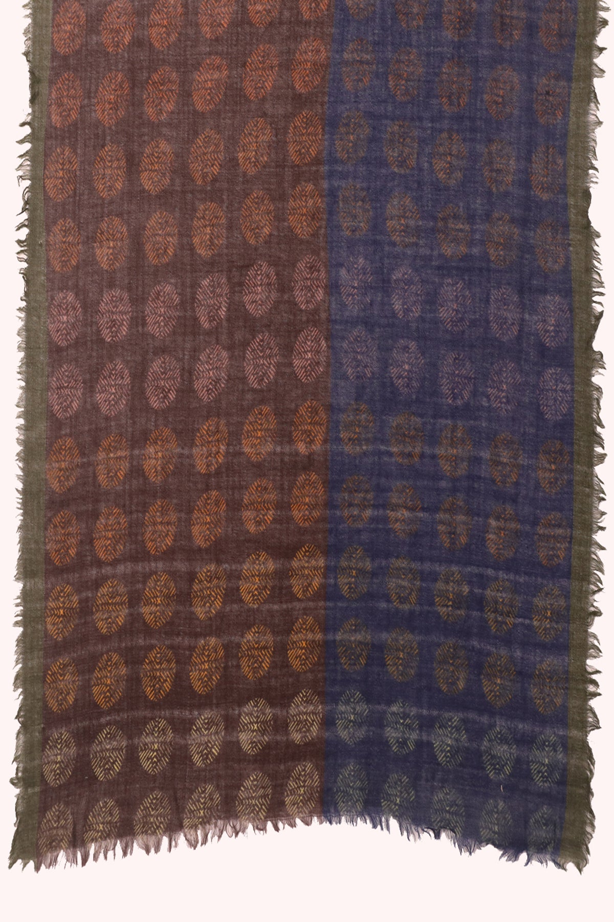 Dual-Tone Circle Print Wool Scarf - Indigo Brown | SVEŽElife
