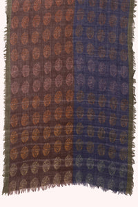 Dual-Tone Circle Print Wool Scarf - Indigo Brown | SVEŽElife