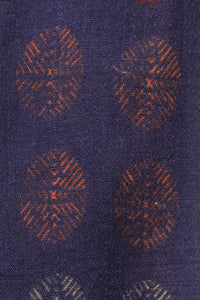 Dual-Tone Circle Print Wool Scarf - Indigo Brown | SVEŽElife