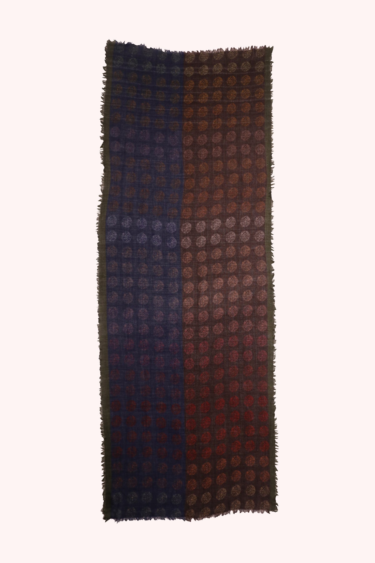 Dual-Tone Circle Print Wool Scarf - Indigo Brown | SVEŽElife