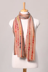 Rainbow Stripe Wool Blend Scarf - Beige | SVEŽElife