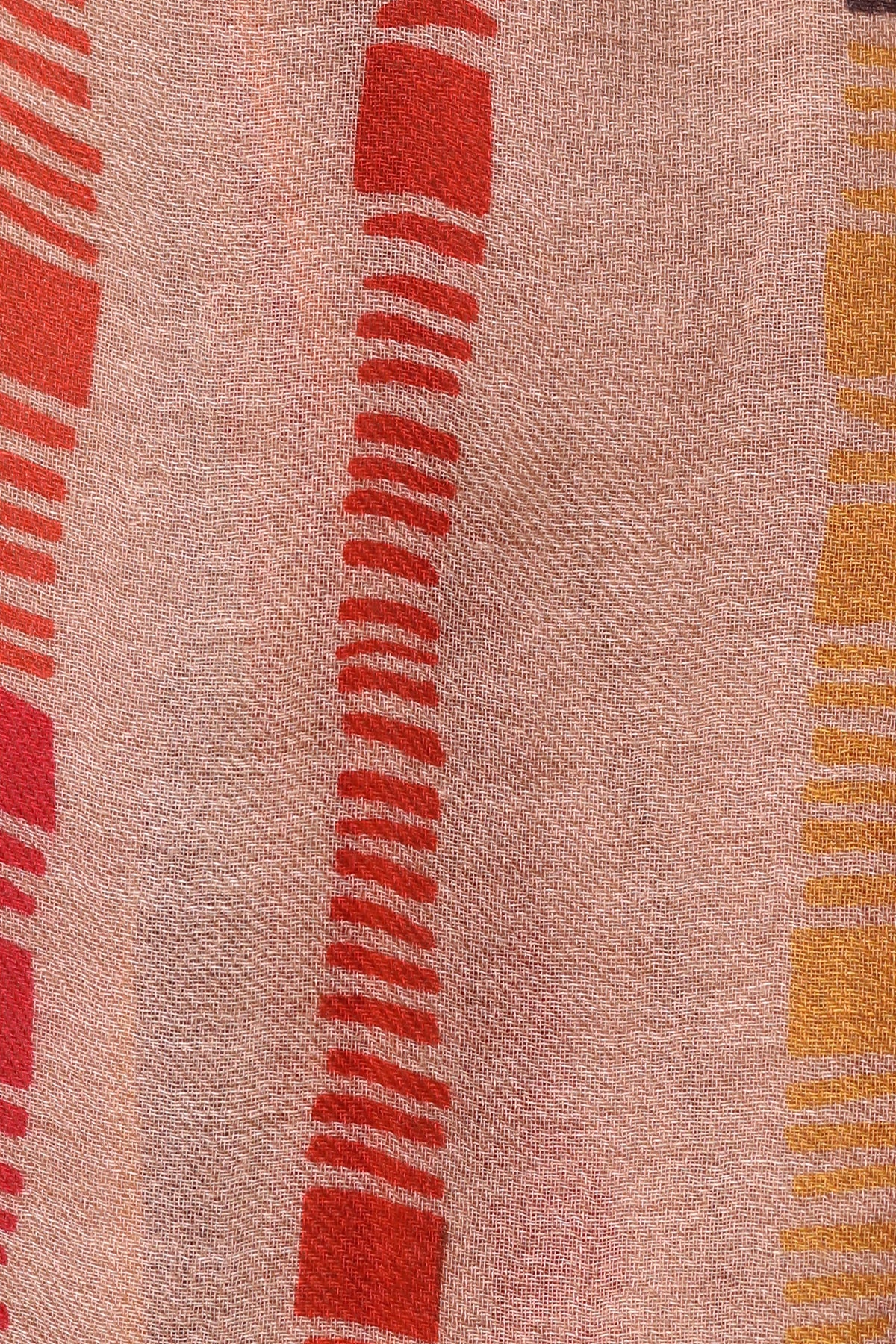 Rainbow Stripe Wool Blend Scarf - Beige | SVEŽElife