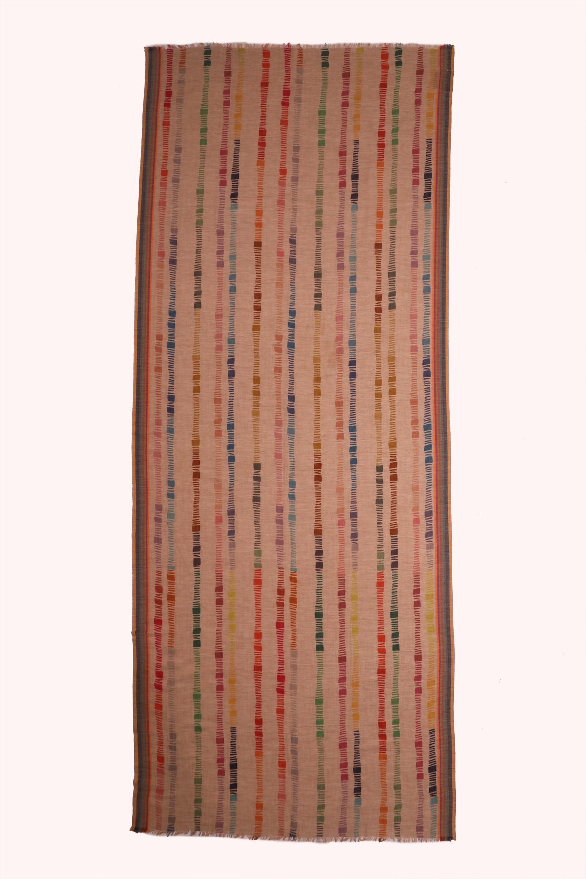 Rainbow Stripe Wool Blend Scarf - Beige | SVEŽElife