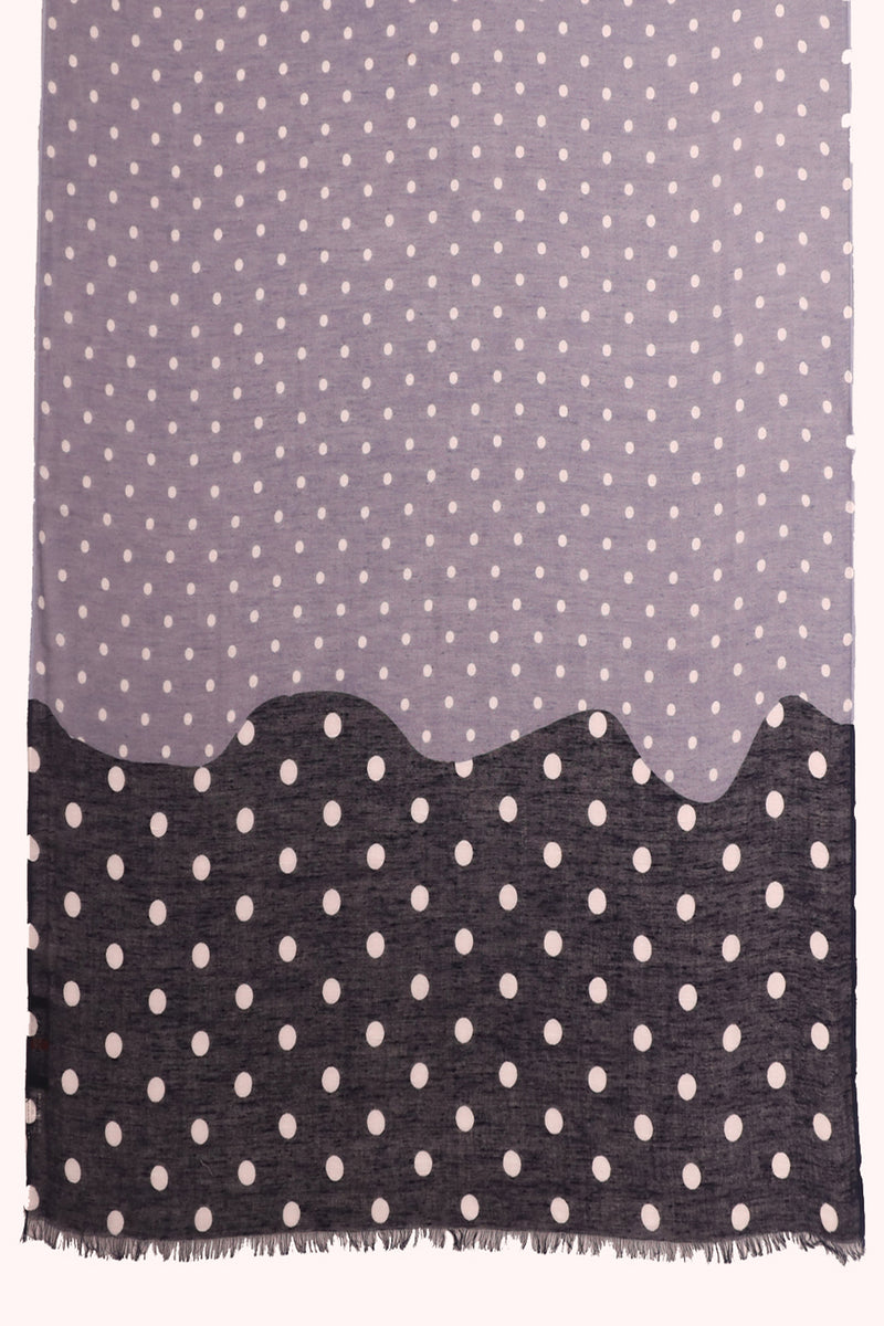 Indigo Crest Polka Dot Print Linen Blend Scarf - Blue | SVEŽElife