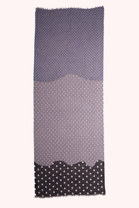 Indigo Crest Polka Dot Print Linen Blend Scarf - Blue | SVEŽElife