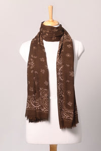 Woodland Paisley Print Wool Scarf - Wood-brown | SVEŽElife