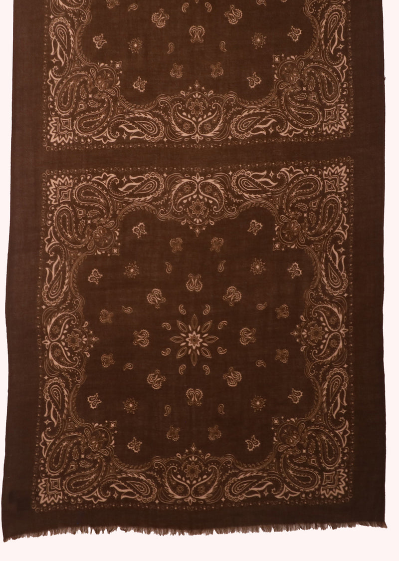 Woodland Paisley Print Wool Scarf - Wood-brown | SVEŽElife