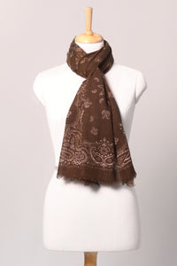 Woodland Paisley Print Wool Scarf - Wood-brown | SVEŽElife