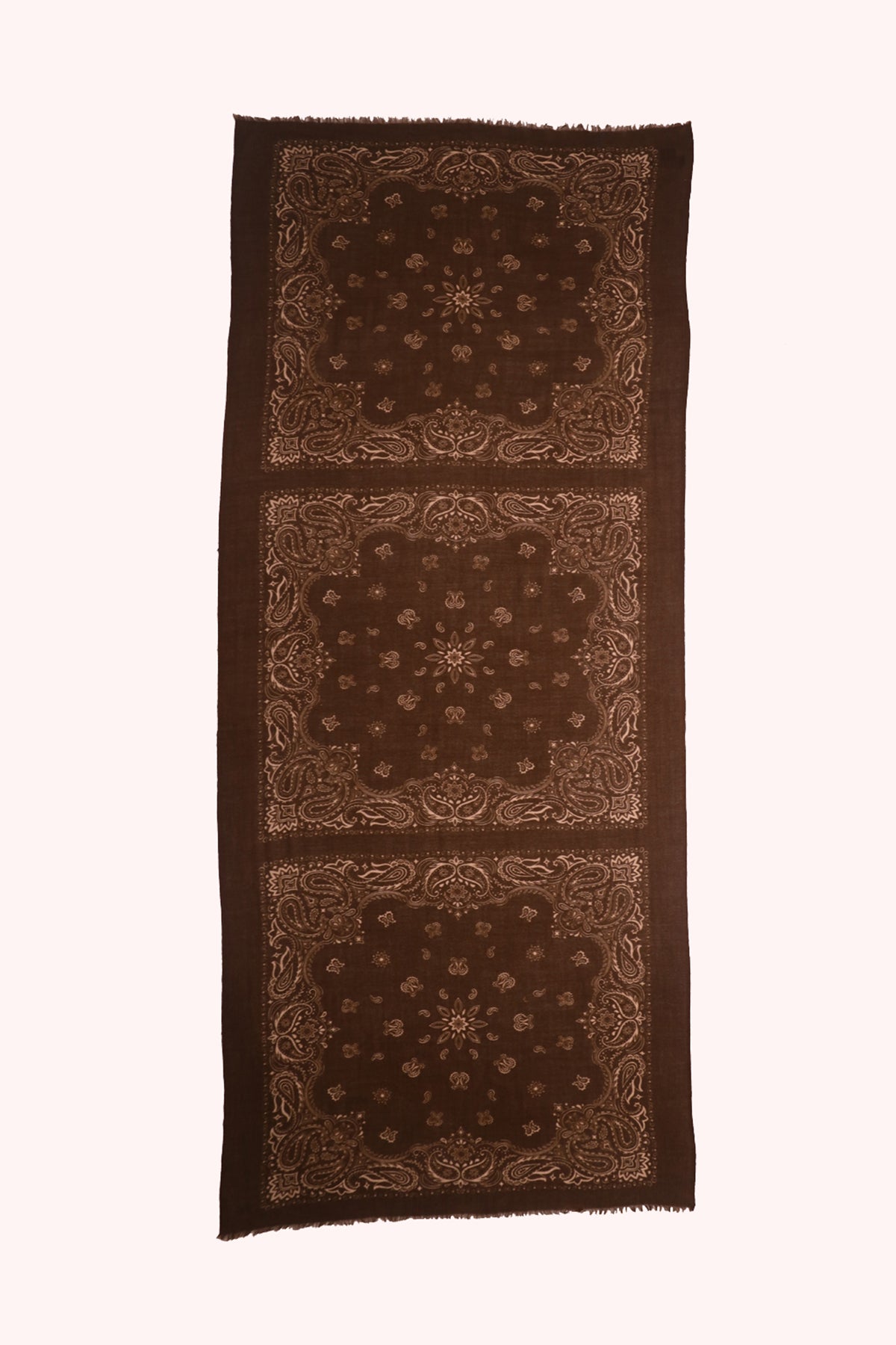Woodland Paisley Print Wool Scarf - Wood-brown | SVEŽElife