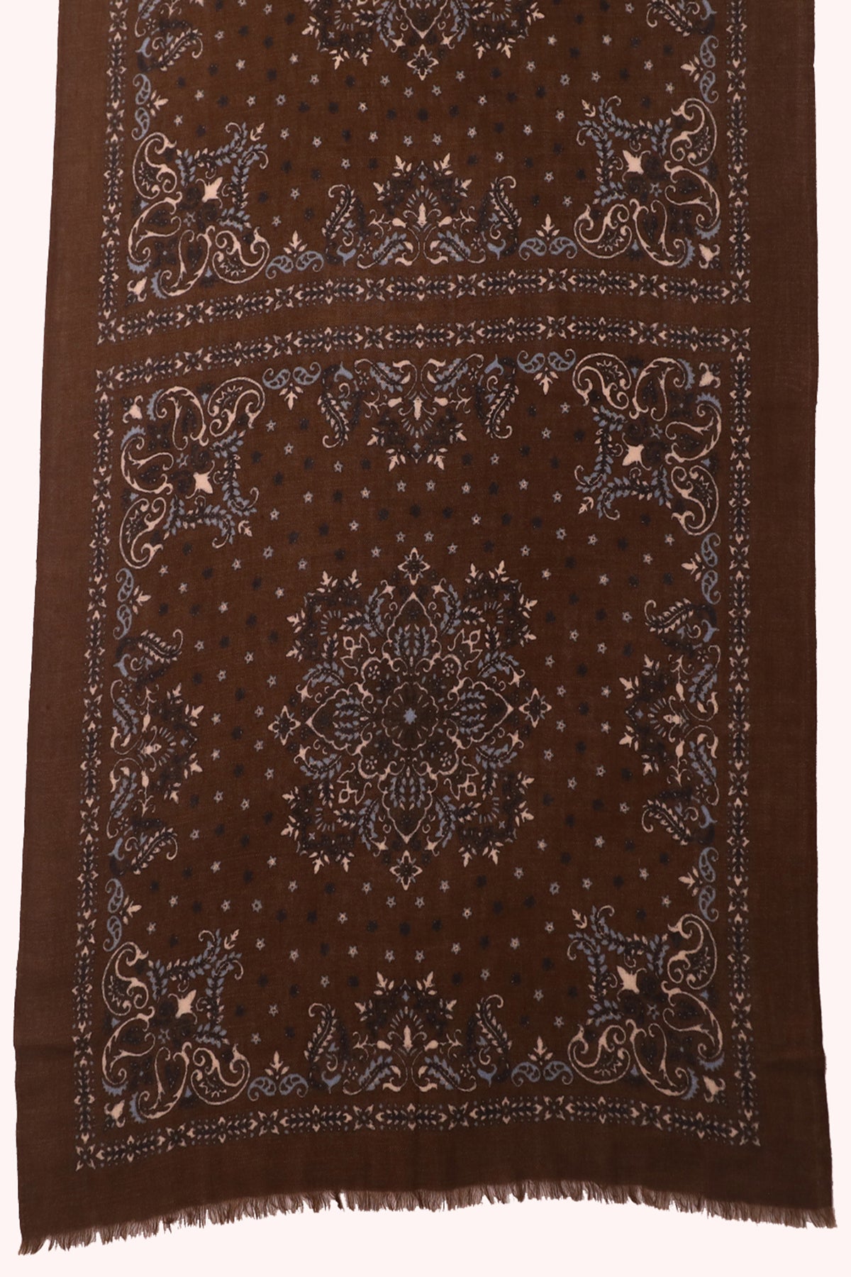 Starlight Paisley Print Wool Scarf - Wood-brown | SVEŽElife