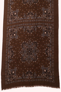 Starlight Paisley Print Wool Scarf - Wood-brown | SVEŽElife