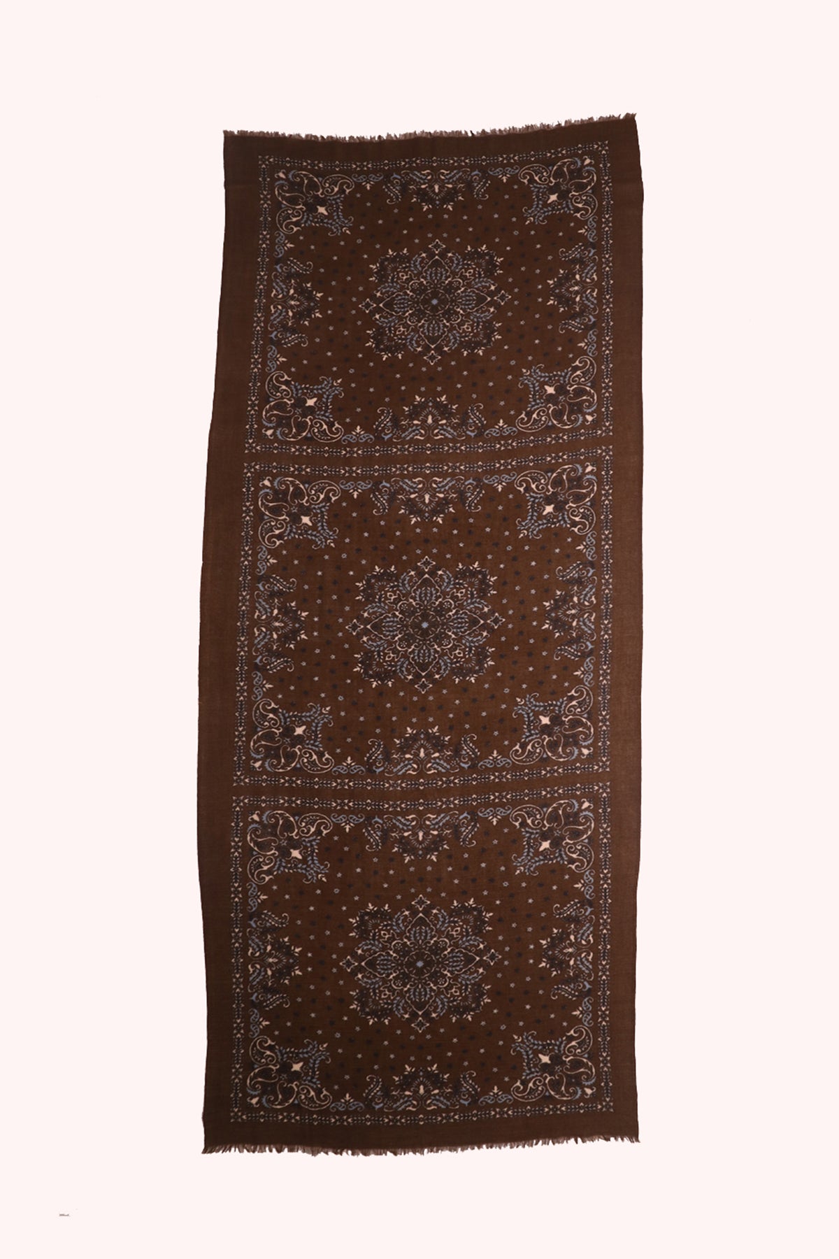 Starlight Paisley Print Wool Scarf - Wood-brown | SVEŽElife