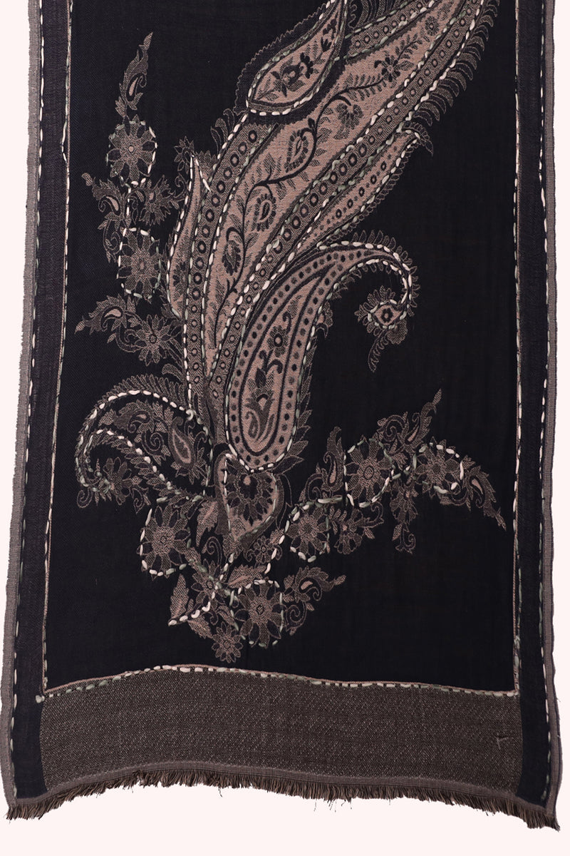 Reversible Paisley Jacquard Cotton Viscose Scarf – Navy Ivory | SVEŽElife