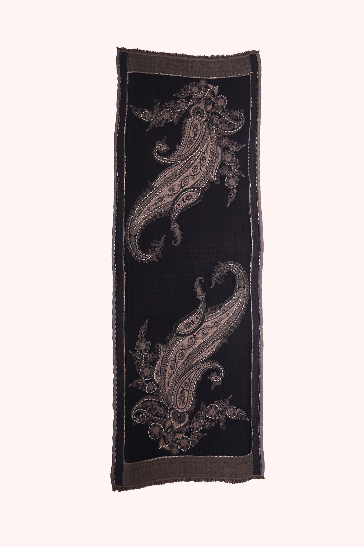 Reversible Paisley Jacquard Cotton Viscose Scarf – Navy Ivory | SVEŽElife