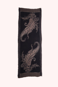 Reversible Paisley Jacquard Cotton Viscose Scarf – Navy Ivory | SVEŽElife