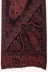 Dual Tone Paisley Jacquard Cotton Viscose Scarf - Magenta Brown | SVEŽElife