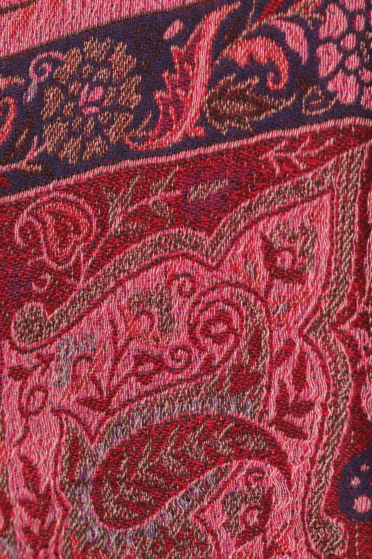 Dual Tone Paisley Jacquard Cotton Viscose Scarf - Magenta Brown | SVEŽElife