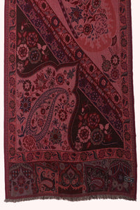 Dual Tone Paisley Jacquard Cotton Viscose Scarf - Magenta Brown | SVEŽElife