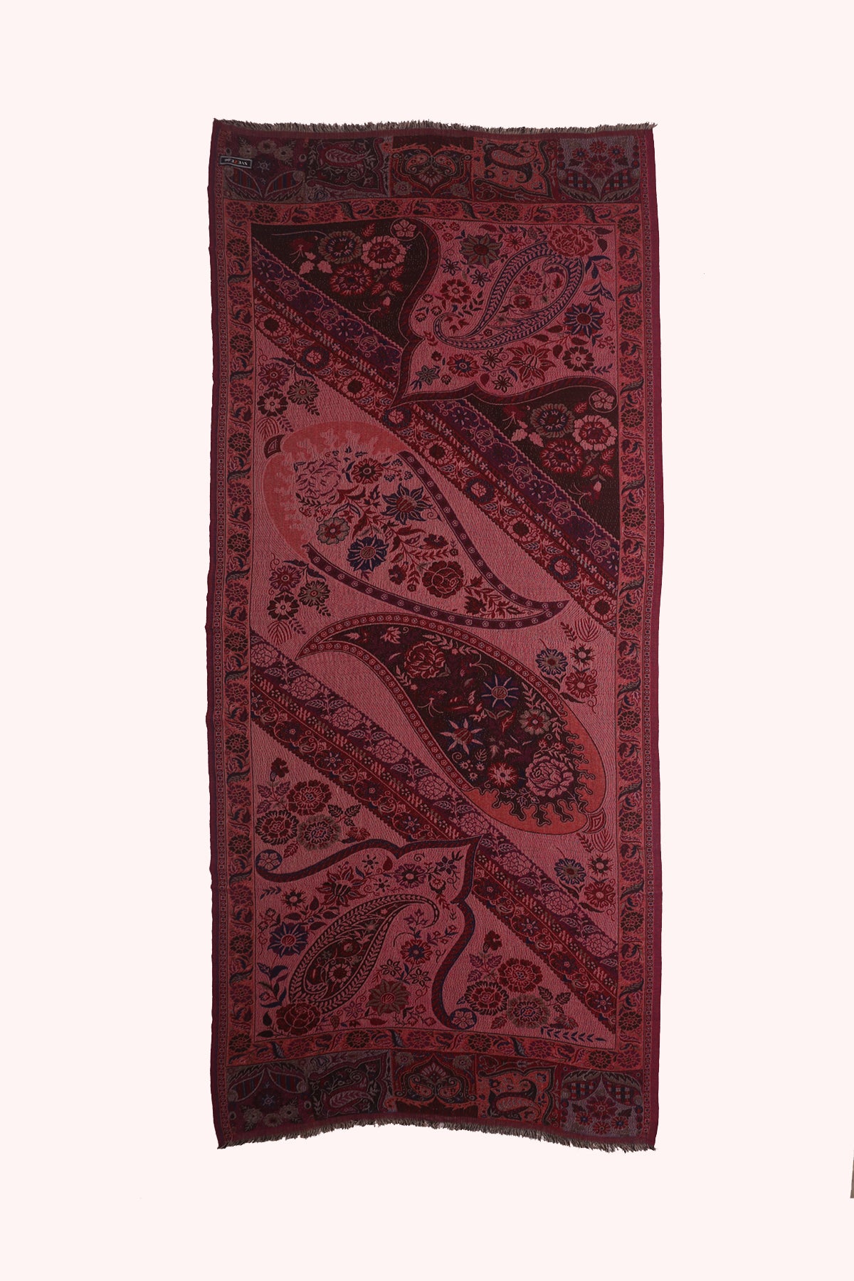 Dual Tone Paisley Jacquard Cotton Viscose Scarf - Magenta Brown | SVEŽElife