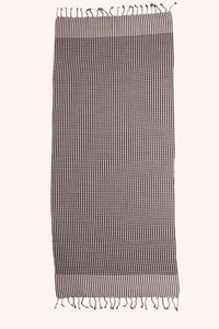 Classic Gingham Woven Wool Scarf with Tassels - Black White | SVEŽElife