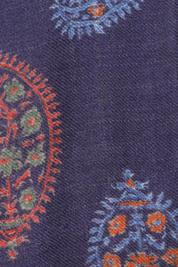 Indigo Paisley Print Twill Weave Wool Scarf - Blue Multi | SVEŽElife