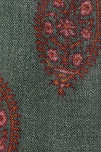 Emerald Paisley Print Twill Weave Wool Scarf - Green Multi | SVEŽElife