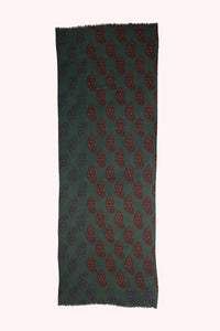 Emerald Paisley Print Twill Weave Wool Scarf - Green Multi | SVEŽElife