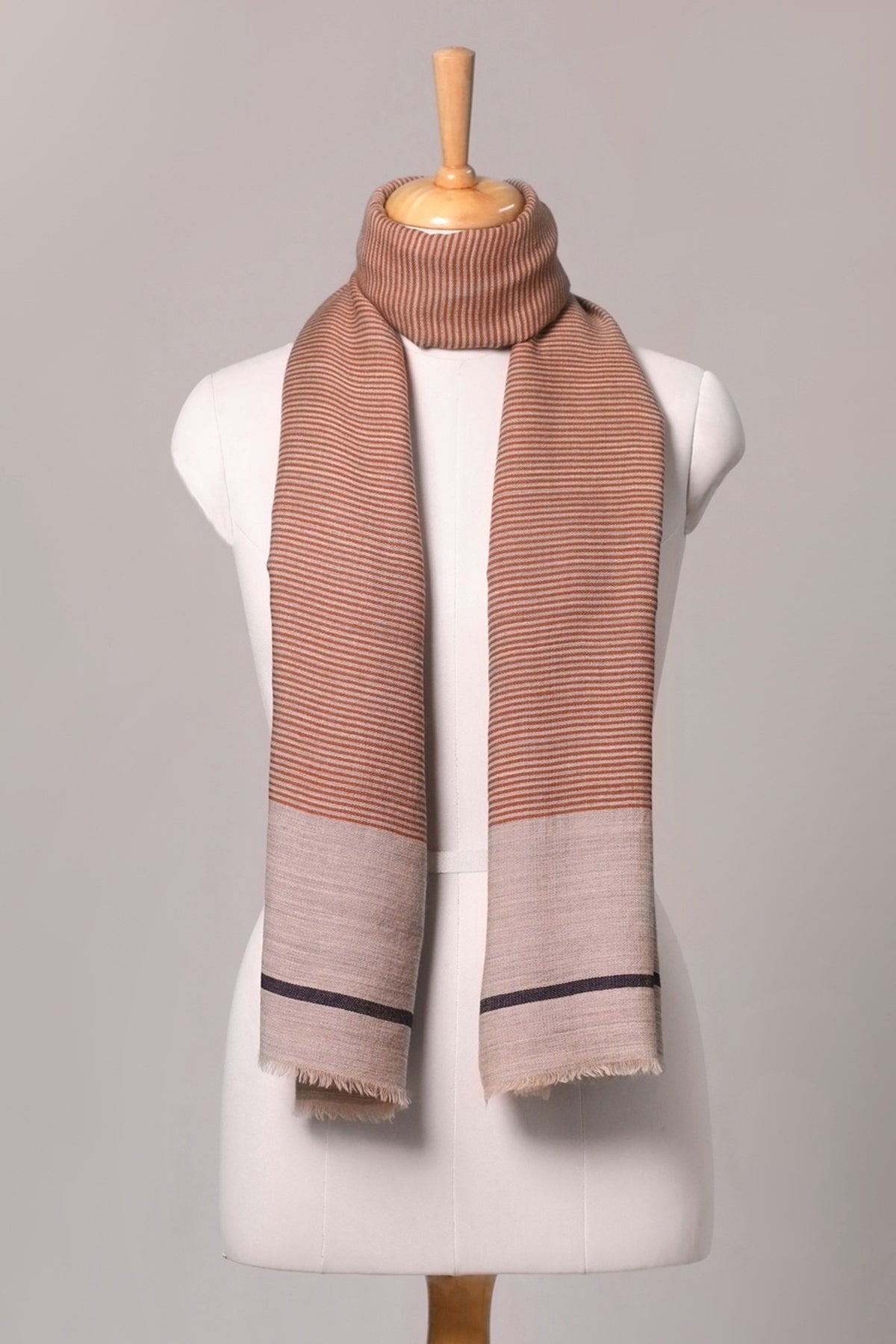 Serene Stride Stripes Wool Scarf - Beige Orange | SVEŽElife
