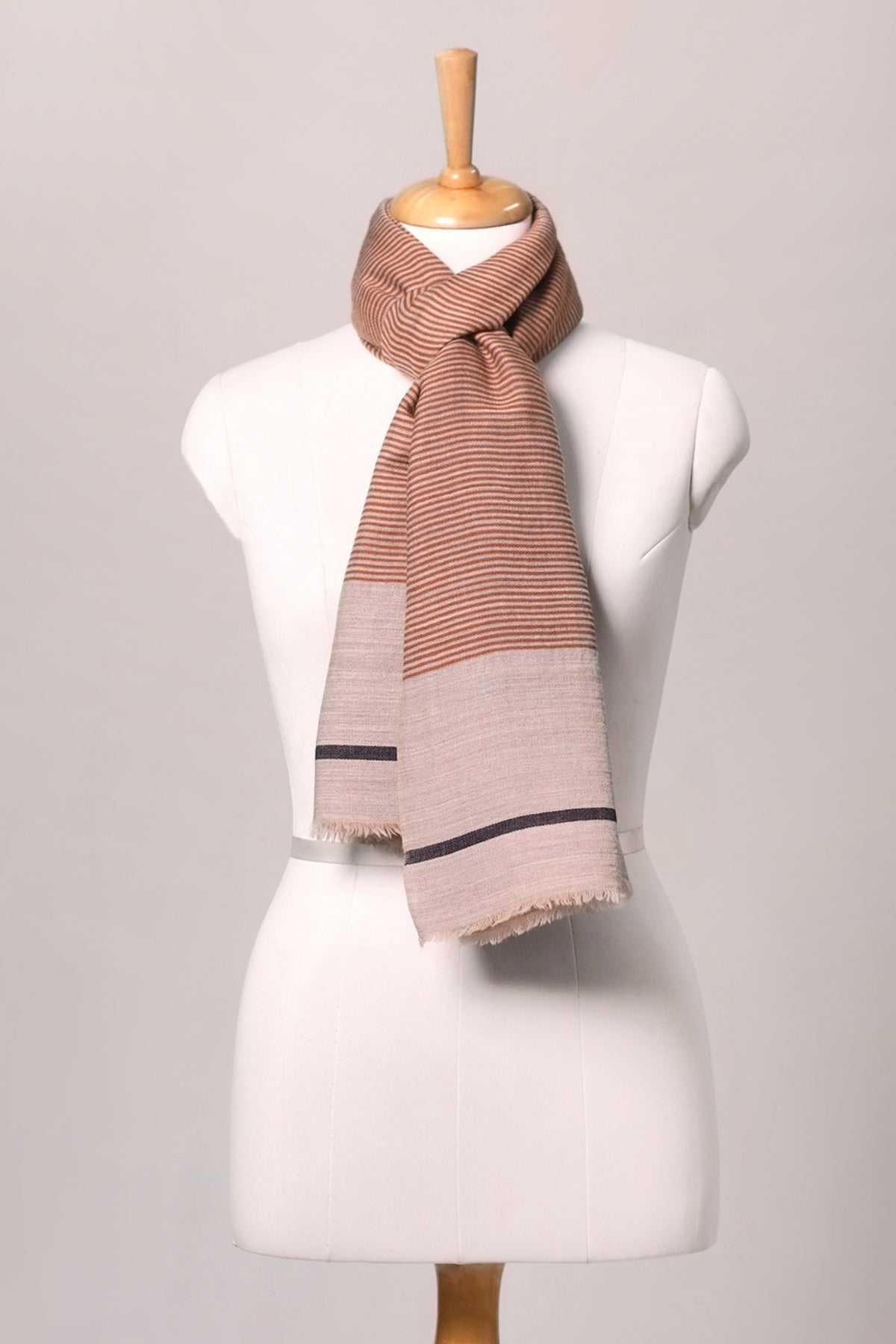 Serene Stride Stripes Wool Scarf - Beige Orange | SVEŽElife