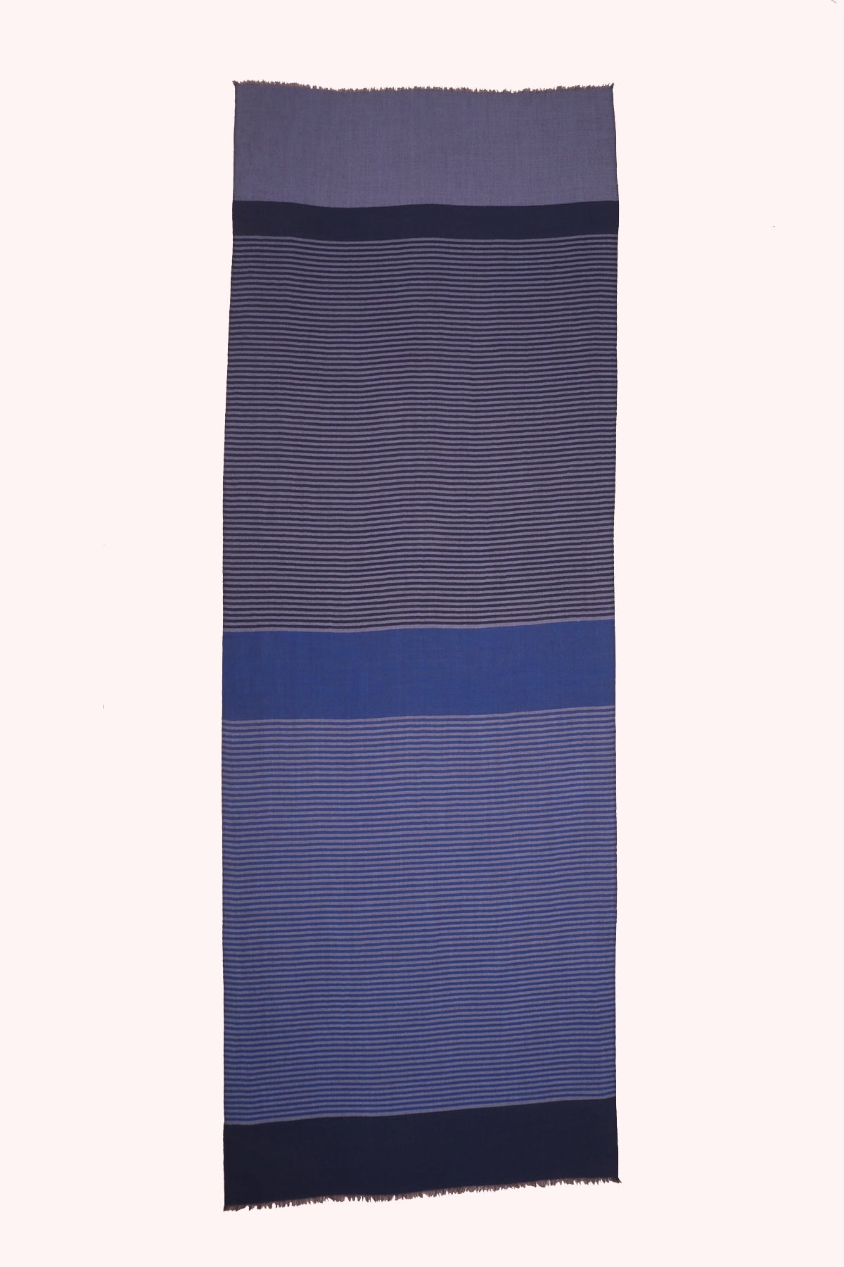 Coastal Stripe Woven Wool Scarf - Blue | SVEŽElife
