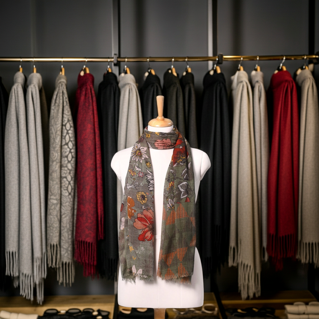 Autumn Meadow Print Wool Scarf - Multicoloured | SVEŽElife