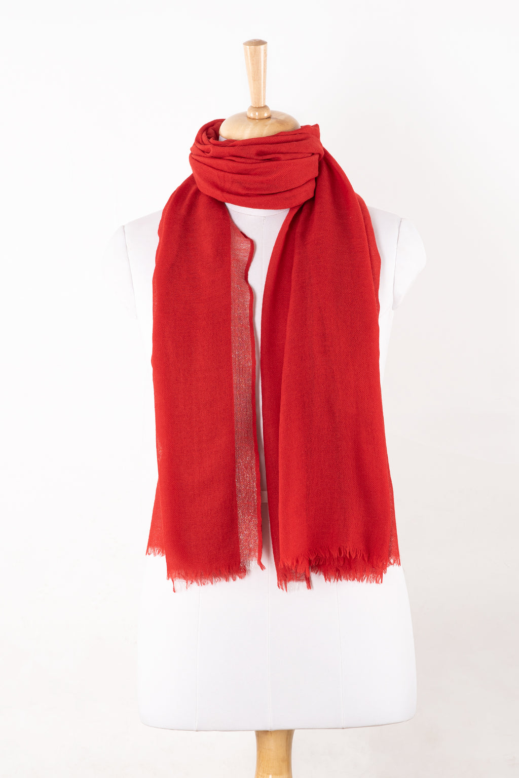 Sveze - Twill Weave w/ Silver Lurex Border Merino Wool Scarf - Regular Drape