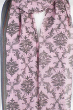 Arabian Tile Print Merino Wool Scarf - Rose Pink