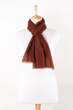 SVEZE Bandhani Print Merino Wool Scarf - Dark Terracotta - Regular Drape