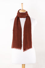 SVEZE Bandhani Print Merino Wool Scarf - Dark Terracotta - Alternate Drape