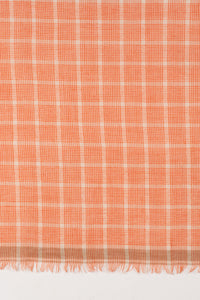 SVEZE Yarn Dyed Checks Merino Wool Scarf - Bright Orange - Flat Look